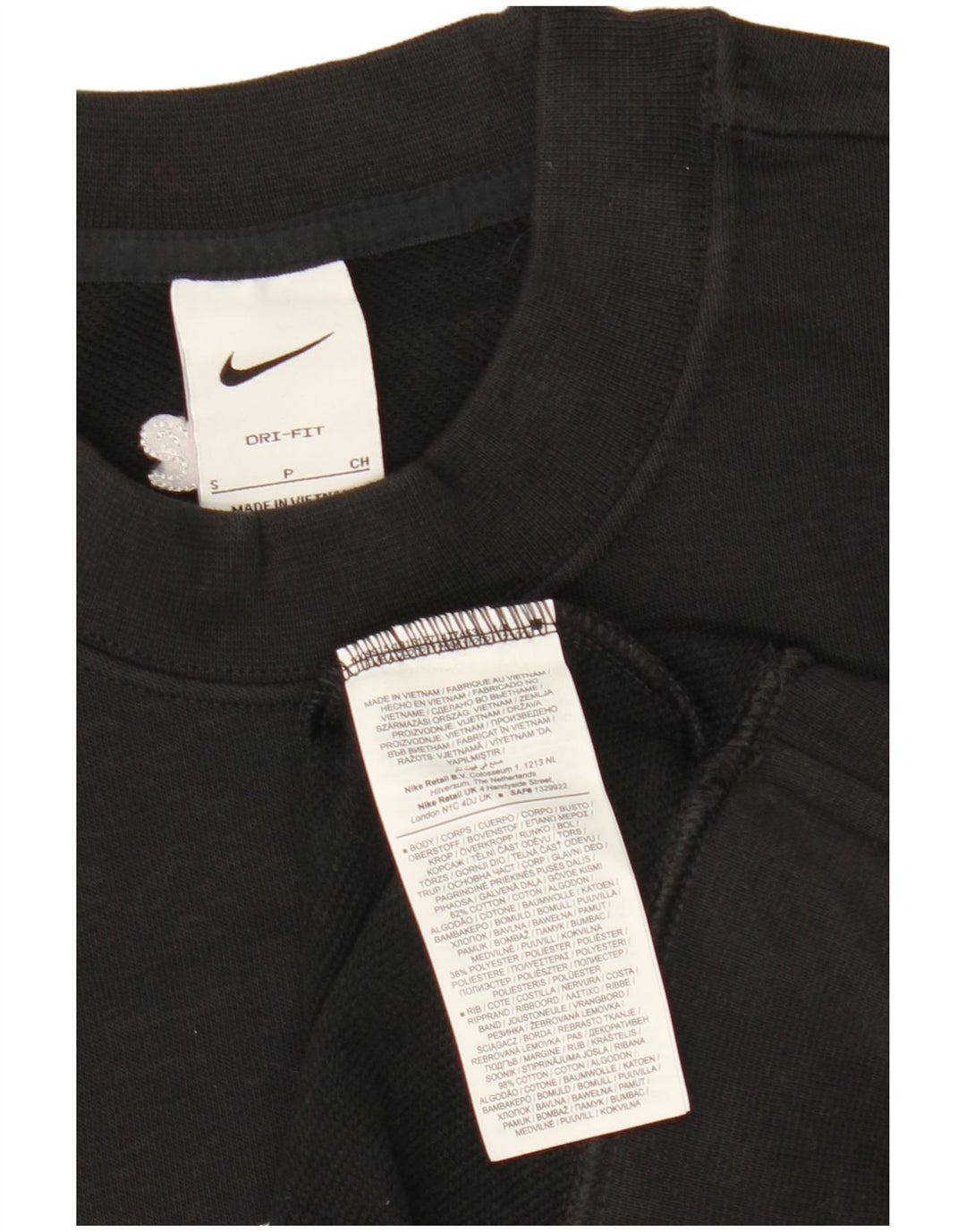 Nike Hommes Dri Fit Graphic Sweatshirt Jumper Petit Noir Coton