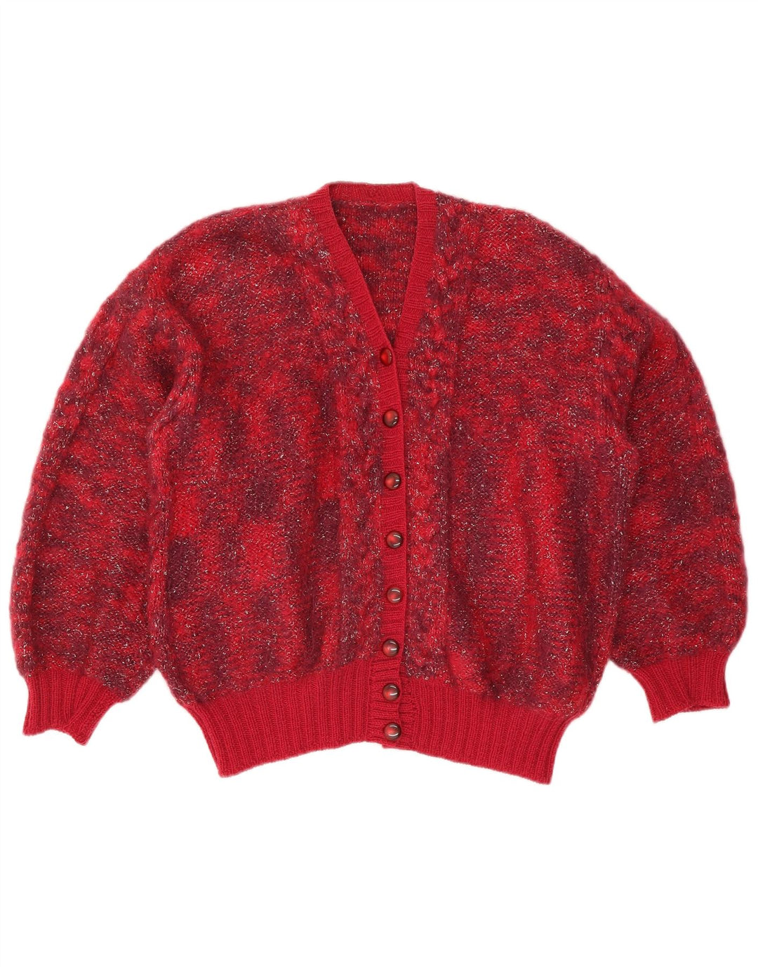 vintage Femme Cardigan Pull UK 16 Grand Rouge