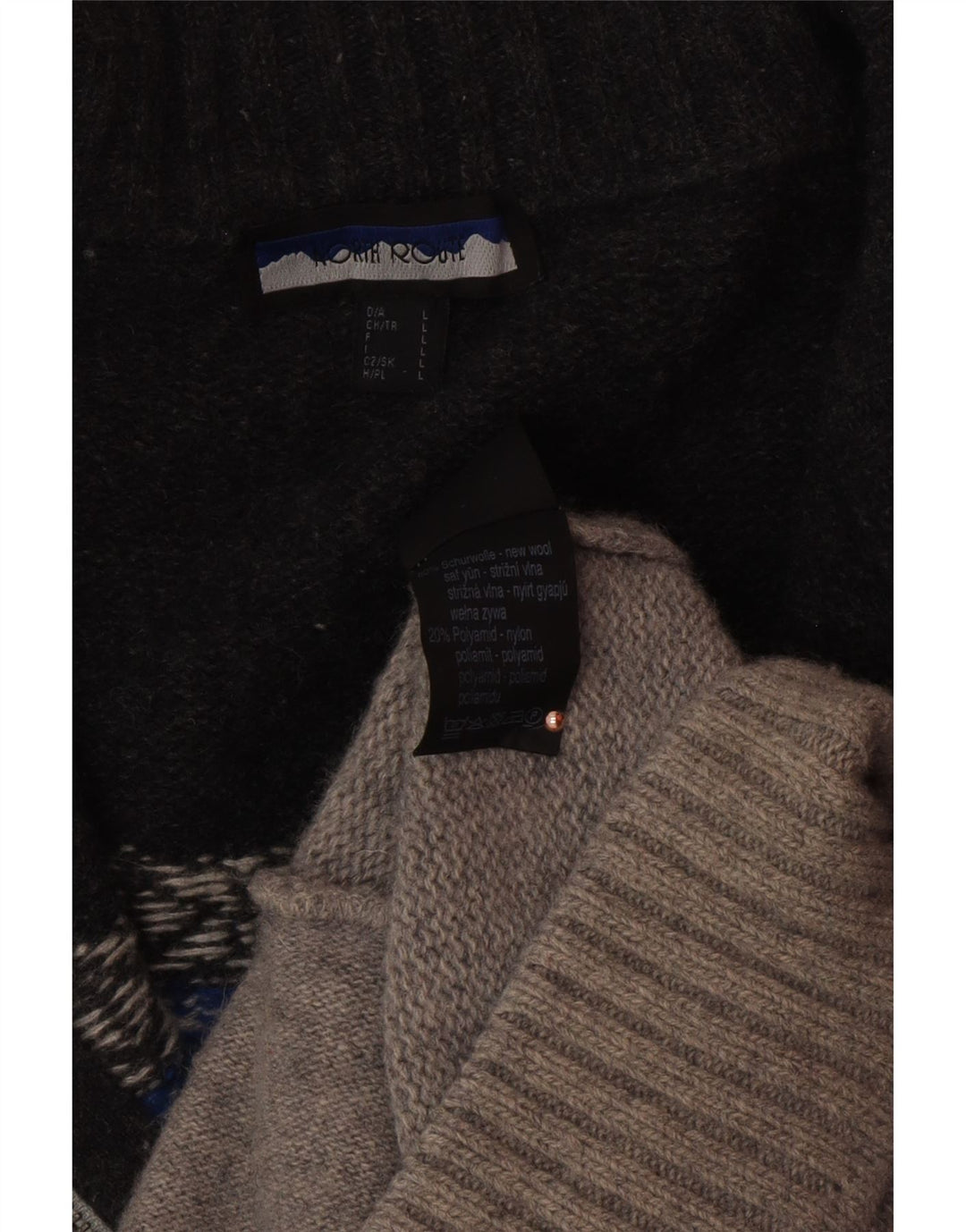 NORTH ROUTE Pull à col zippé pour homme Large Gris Fair Isle