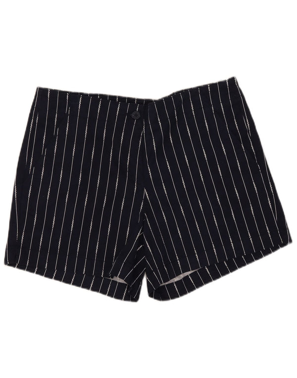 Nautica Short chino pour femme US 12 Large W35 Bleu marine en coton à fines rayures