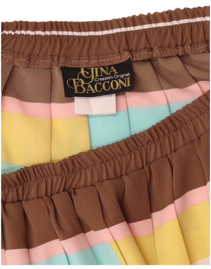 Gina Bacconi Jupe plissée pour femme UK 16 Large W32 Marron Géométrique Classique