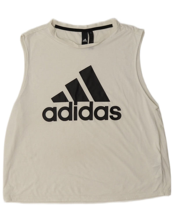 Adidas Débardeur Graphique Femme UK 16/18 Grand Blanc Polyester Sports