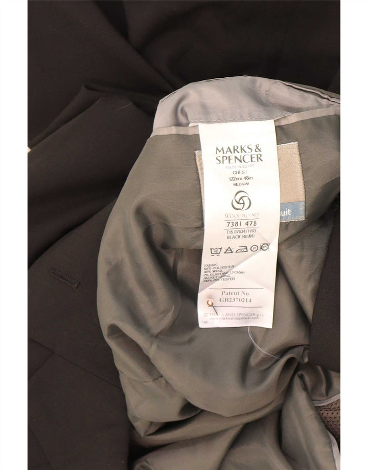 Marks & Spencer Veste blazer à 3 boutons pour homme UK 48 2XL Noir Polyester