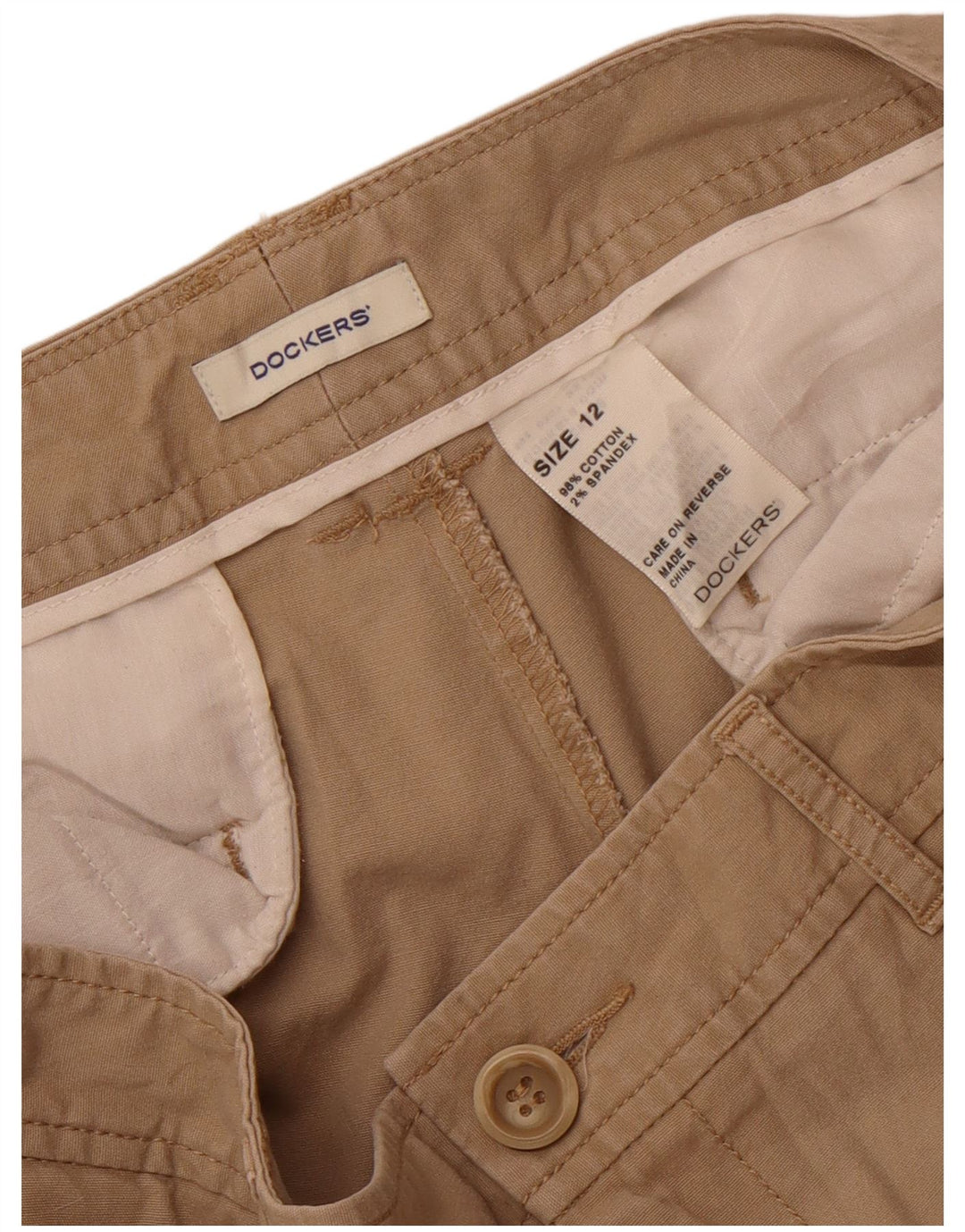 Dockers Short cargo pour femme US 12 Large W34 Coton beige