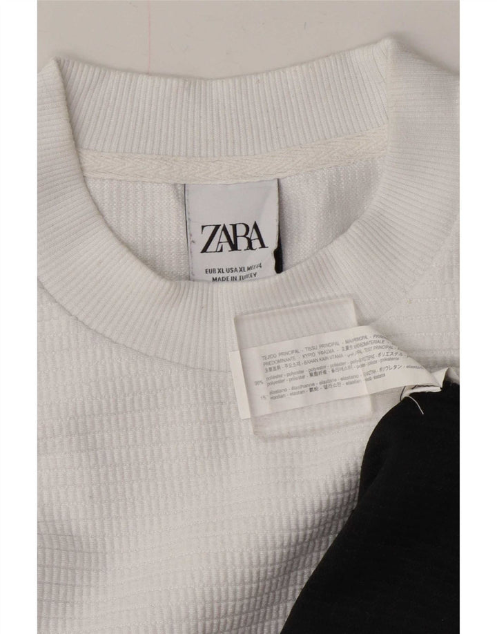 Zara Homme Sweatshirt Jumper XL Blanc Colorblock Polyester