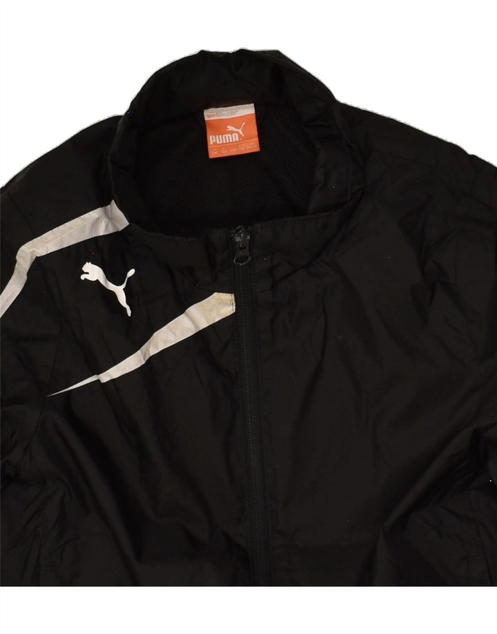 PUMA Boys Tracksuit Top Jacket 9-10 Years Black Colourblock Polyamide | Vintage Puma | Thrift | Second-Hand Puma | Used Clothing | Messina Hembry 