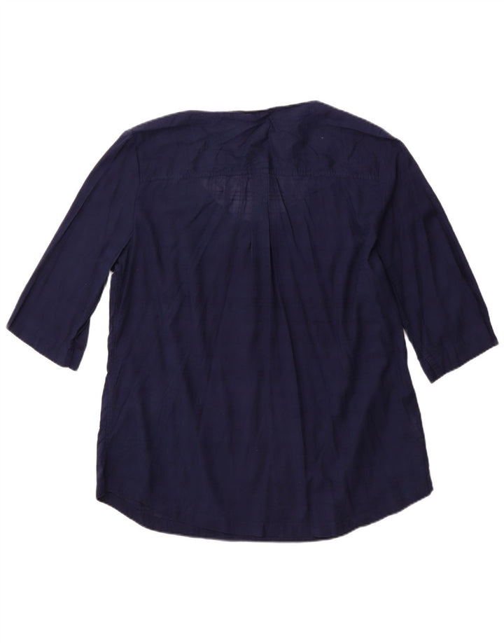 EDDIE BAUER Chemisier à manches 3/4 pour femme UK 18 XL Bleu marine Coton