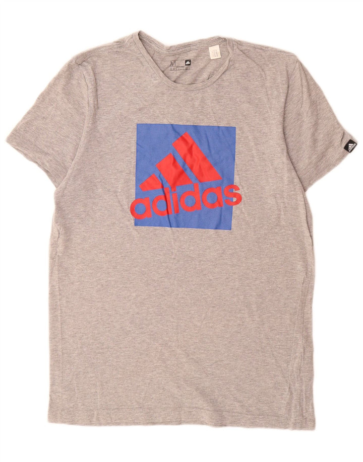 Adidas T-Shirt Graphique Homme Gris Moyen Moucheté Coton