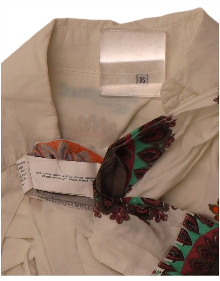 DESIGUAL Chemise Graphique Femme UK 6 XS Blanc Paisley Coton