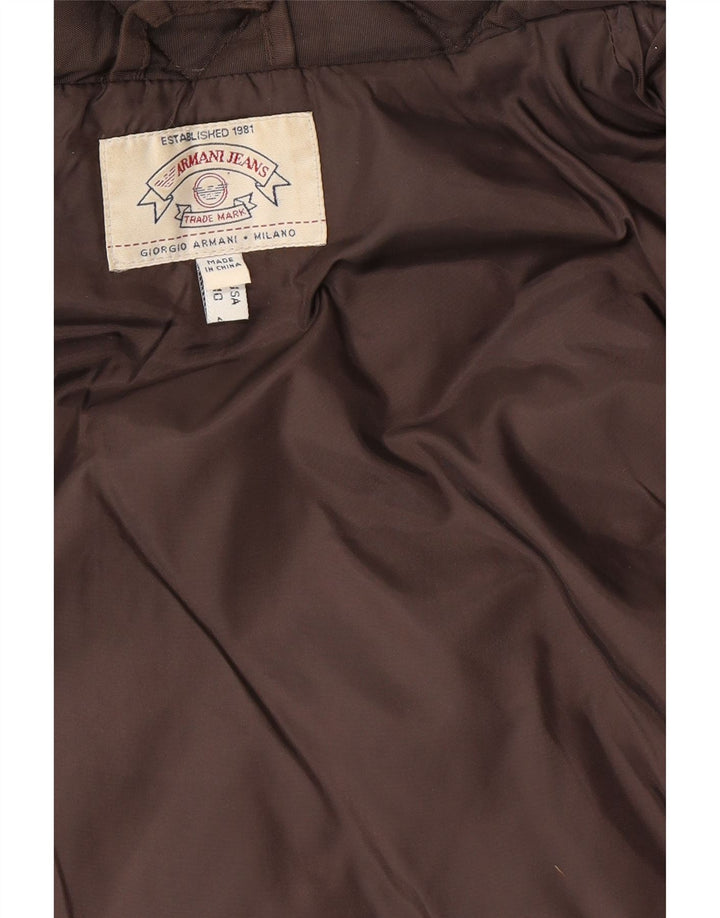 Armani Jeans Veste matelassée rembourrée pour femme UK 14 Large Marron Polyamide