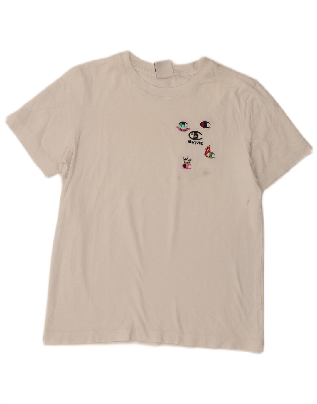 Champion T-shirt graphique pour femme UK 12 Blanc moyen