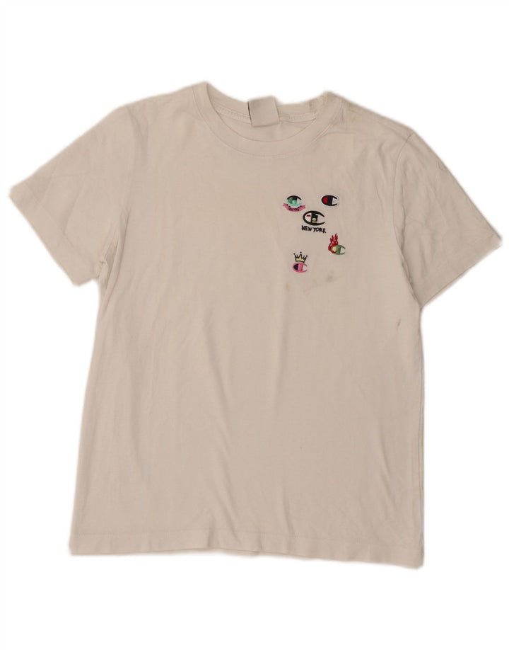 Champion T-shirt graphique pour femme UK 12 Blanc moyen