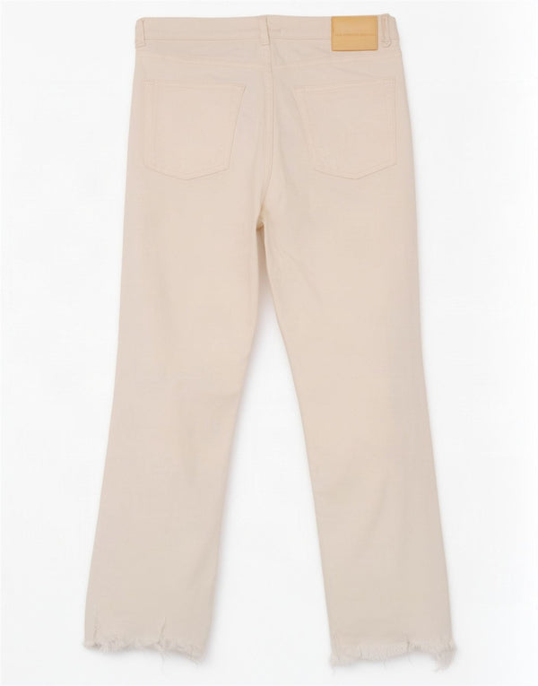 Zara Jeans court en détresse pour femme EU 42 Large W32 L24 Coton blanc