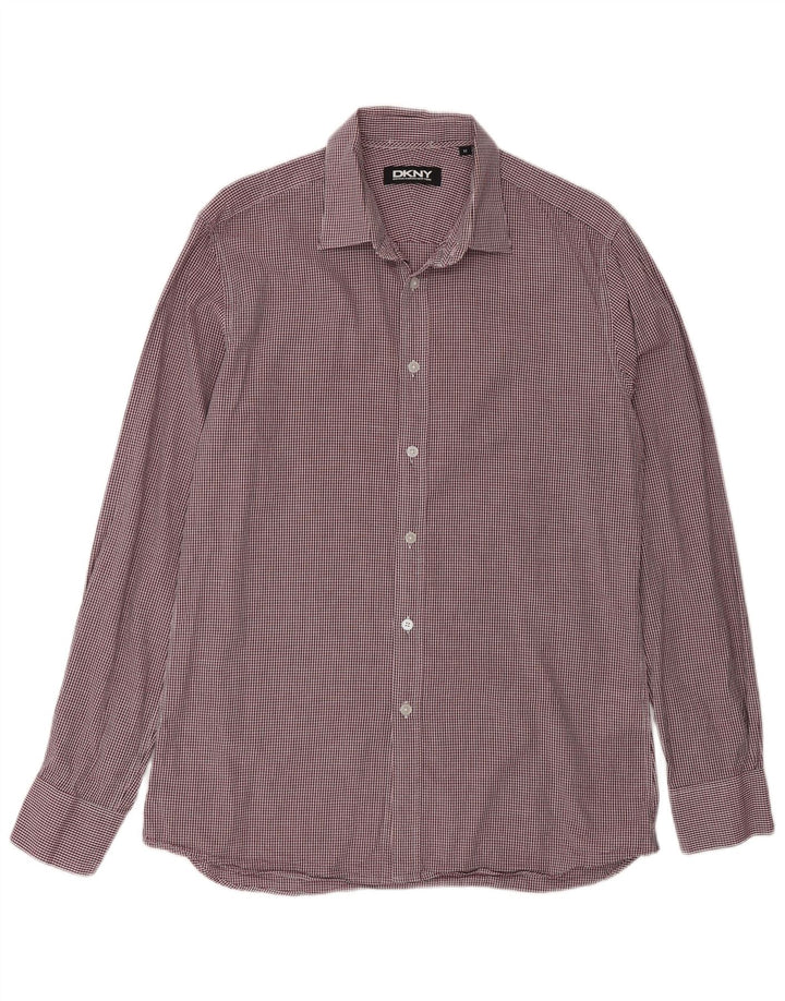 Dkny Chemise homme en coton vichy bordeaux moyen