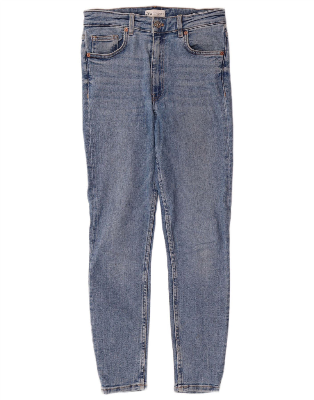 Zara Jean skinny taille haute pour femme EU 38 Small W28 L27 Bleu classique