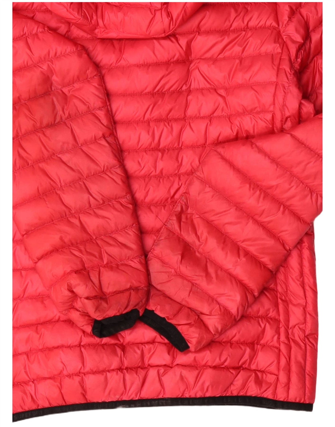 SUPERDRY Veste matelassée à capuche pour femme UK 14 Large Rouge Polyester