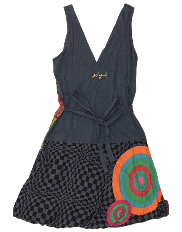 Desigual Robe trapèze graphique sans manches pour femme UK 18 XL Bleu marine Floral