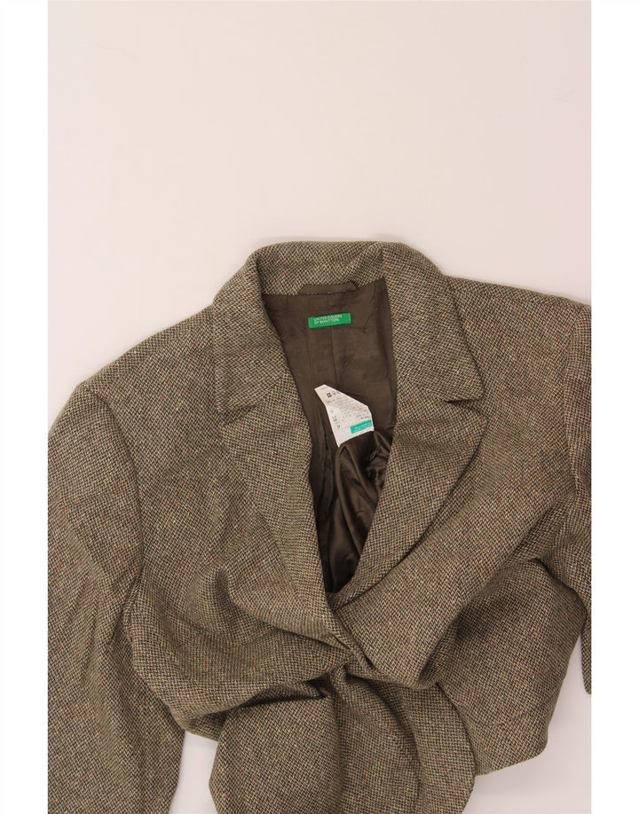 BENETTON Womens 3 Button Blazer Jacket IT 42 Medium Brown Wool Vintage Benetton and Second-Hand Benetton from Messina Hembry 