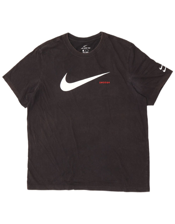 Nike Mens Swoosh Graphic T-Shirt Top XL Noir Coton