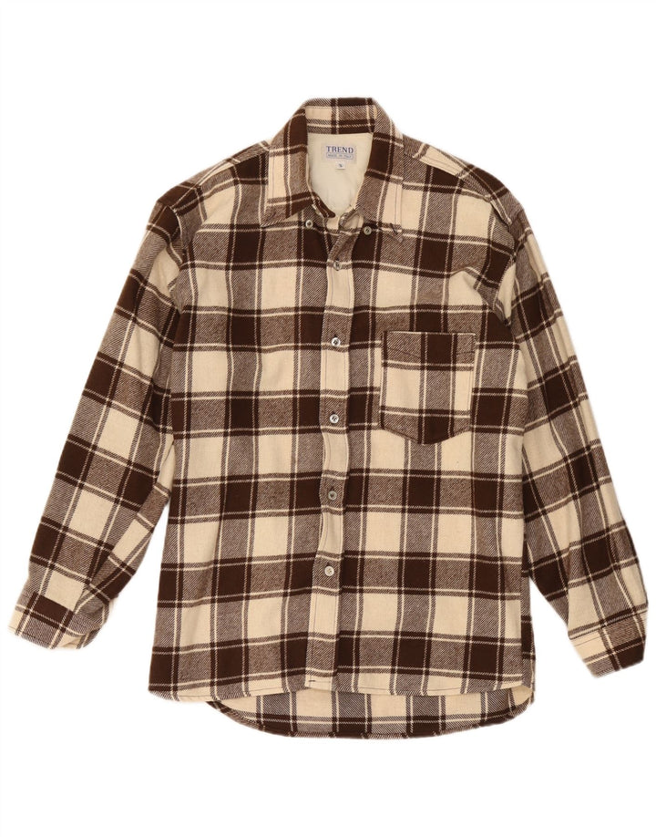 Chemise en flanelle Lumberjack pour hommes, petit coton à carreaux marron