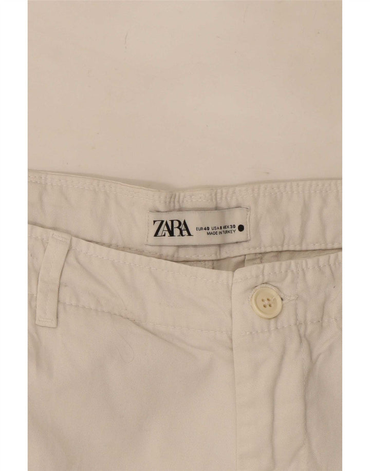 Zara Pantalon Capri Femme EU 40 Moyen W30 L21 Beige