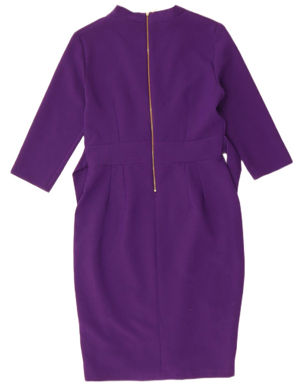 CLOSET Robe fourreau à manches 3/4 pour femme UK 16 Large Violet Polyester