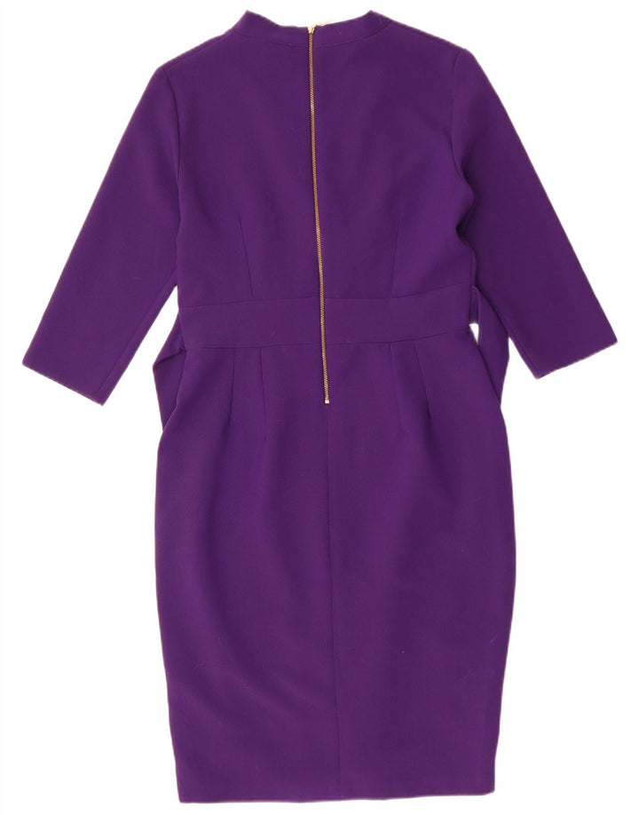 CLOSET Robe fourreau à manches 3/4 pour femme UK 16 Large Violet Polyester