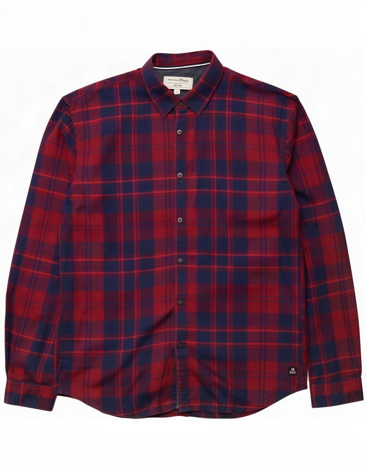 Tom Tailor Chemise en flanelle pour homme XL en coton à carreaux rouges