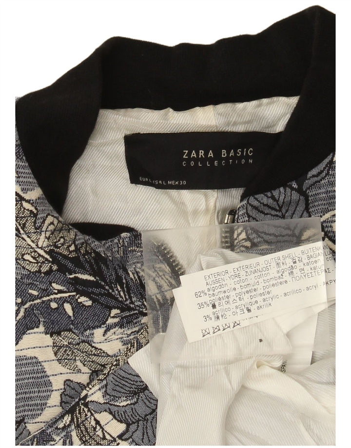Zara Womens Bomber Jacket UK 14 Grand coton floral bleu