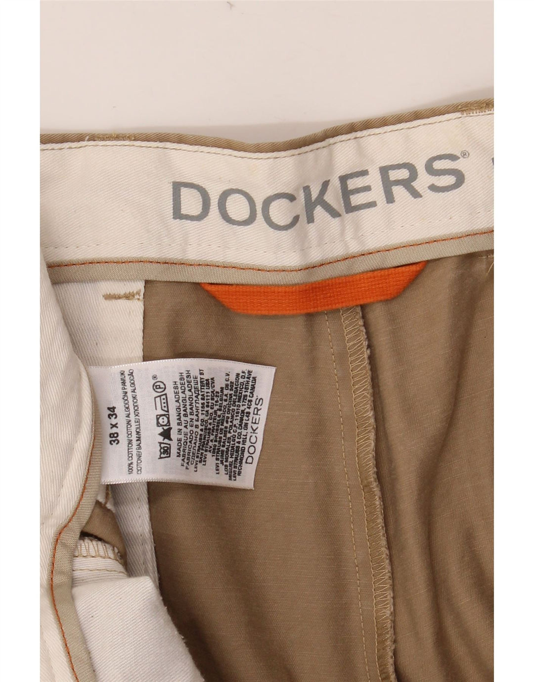 DOCKERS Pantalon Chino Droit Homme W38 L34 Beige Coton