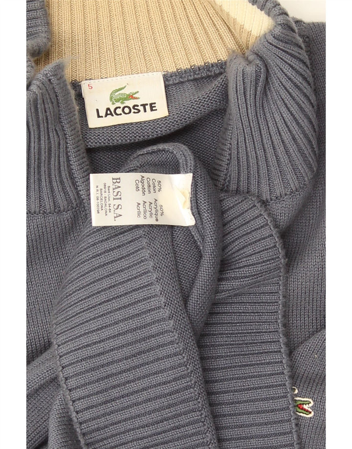 Lacoste Mens Cardigan Sweater Taille 5 Grand Coton Gris