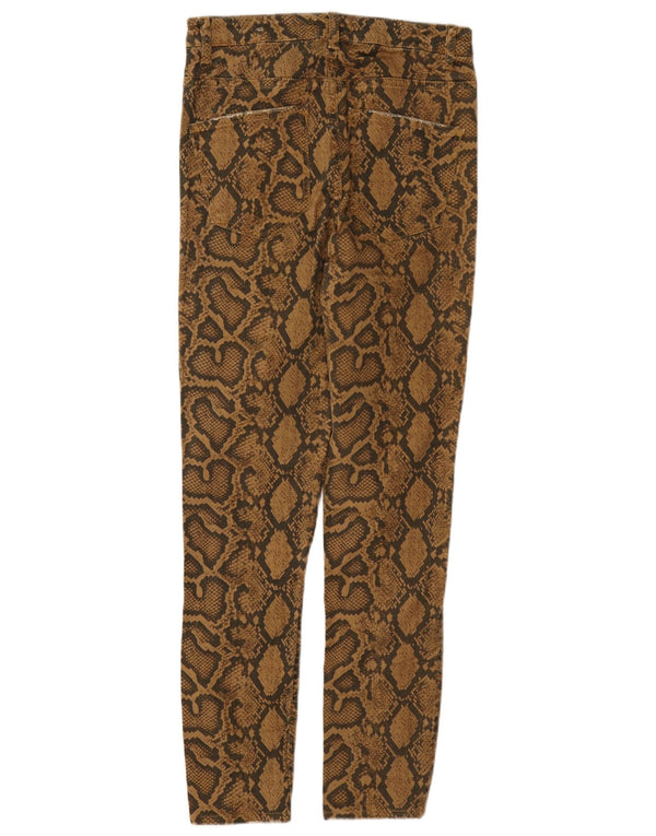 Zara Pantalon décontracté skinny pour femme EU 40 Medium W30 L27 Marron Imprimé animal