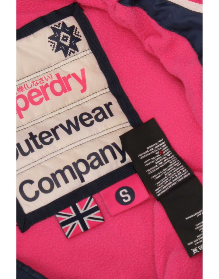 Superdry Veste matelassée à capuche pour femme UK 10 Small Bleu marine Polyester