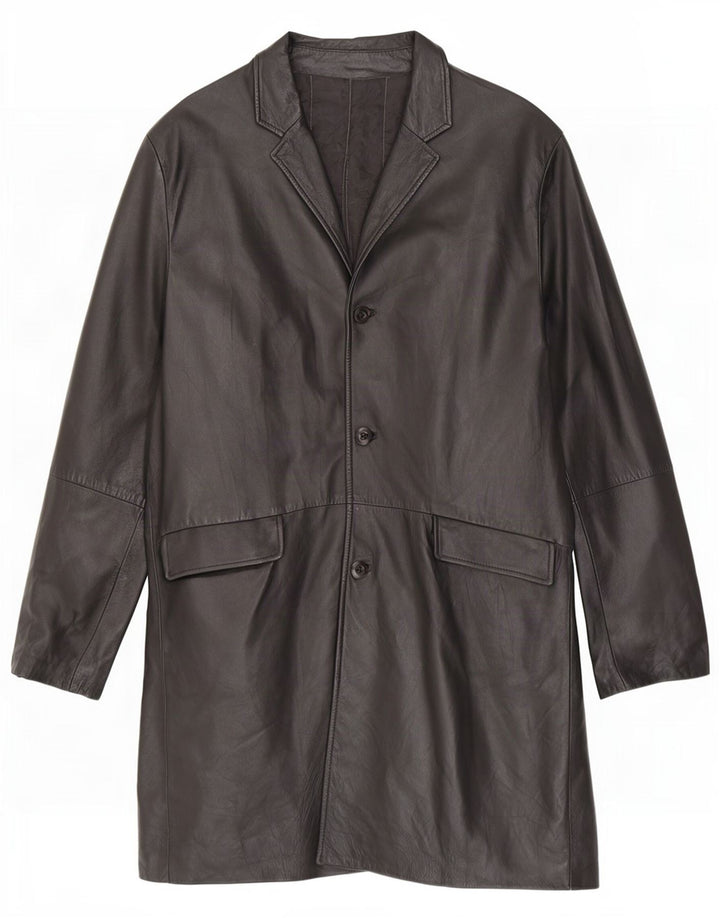 manteau en cuir homme vintage UK 40 Grand Noir