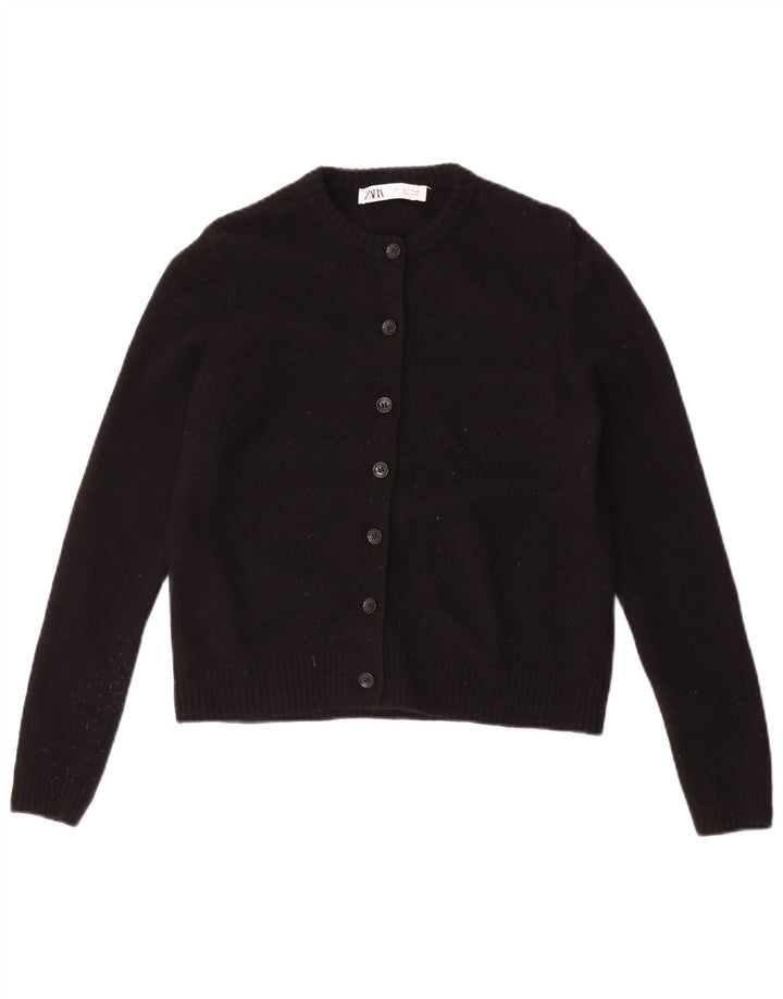 Zara Womens Cardigan Sweater UK 14 Grande laine noire