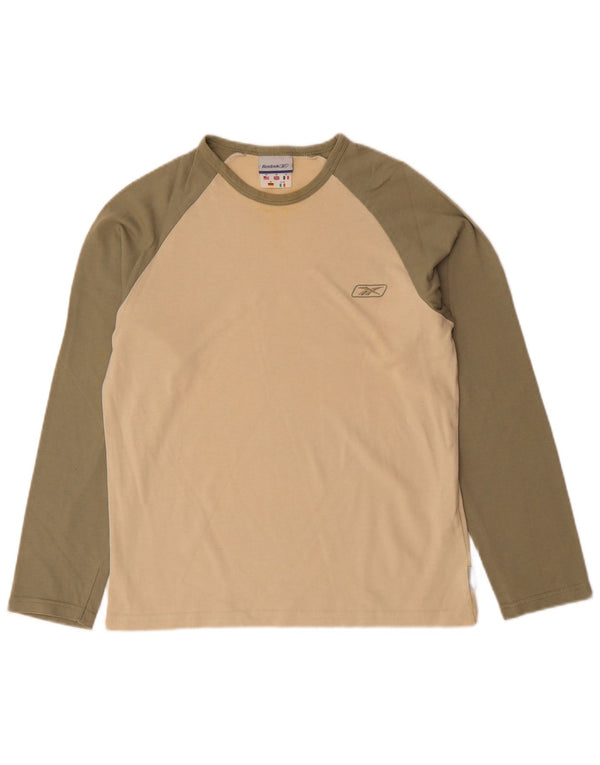 REEBOK Haut Homme Manches Longues XS Beige Colourblock Coton