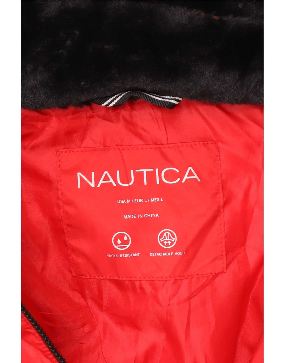 Nautica Veste matelassée à capuche pour femme UK 14 Rouge moyen Polyester