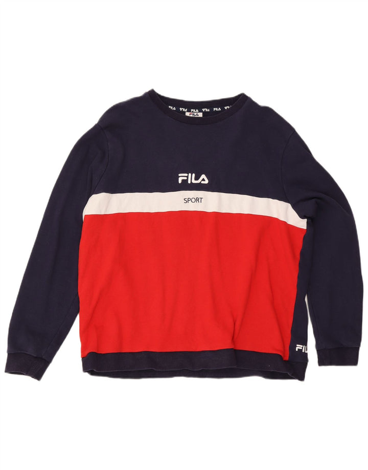 Fila Sweat-shirt graphique pour homme 2XL en coton color block bleu marine