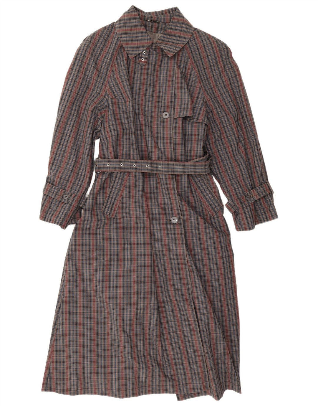 vintage Femme Trench Coat EU 42 Grand Chèque Gris