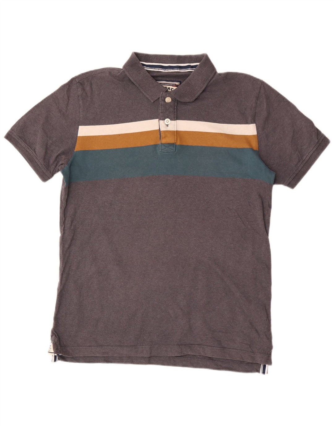 Polo Homme Fat Face Coton Rayé Gris Moyen