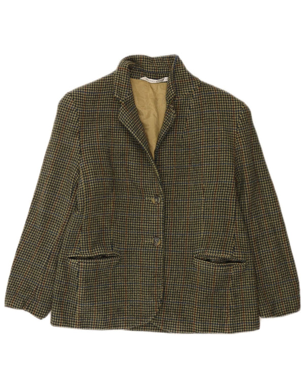 Marks & Spencer Womens Petite Blazer Jacket UK 12 Medium Green Houndstooth