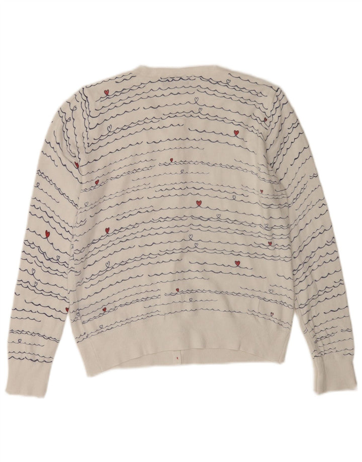 M&Co Pull Cardigan Femme UK 12 Viscose Rayée Blanc Moyen