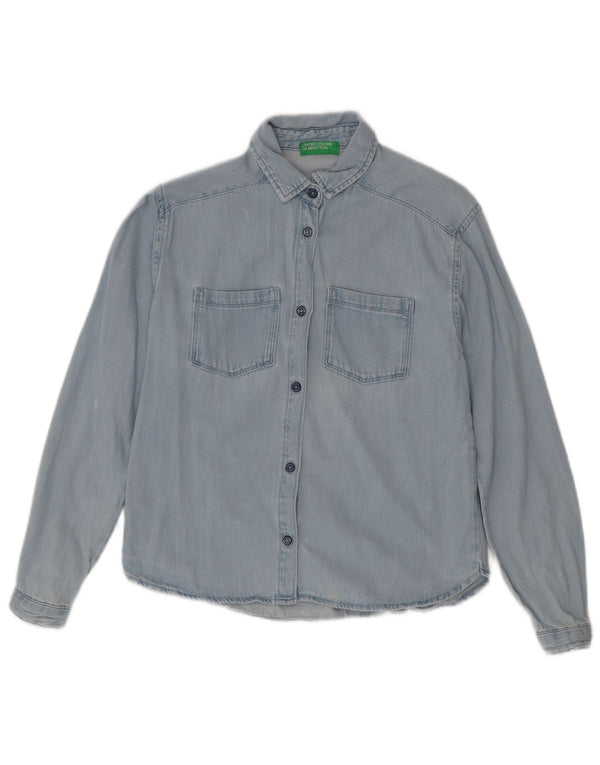 BENETTON Chemise en jean fille 11-12 ans 2XL Bleu Coton