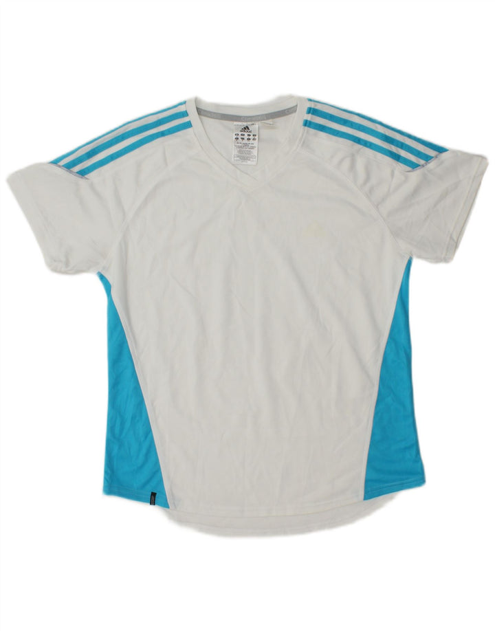 ADIDAS T-shirt Clima 365 pour femme UK 16 Large Blanc Colorblock