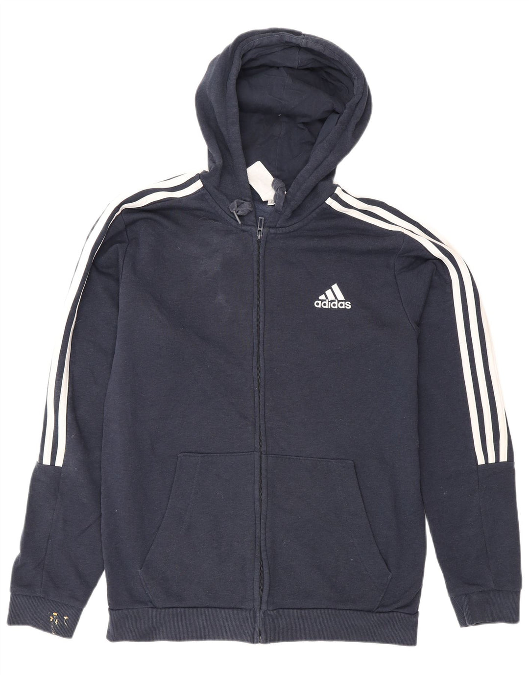 Adidas Pull à capuche zippé pour homme en coton bleu marine moyen