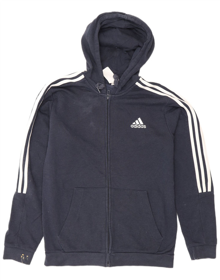 Adidas Pull à capuche zippé pour homme en coton bleu marine moyen
