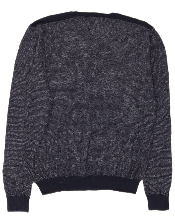 Guess Pull col V Homme XL Bleu Marine Moucheté