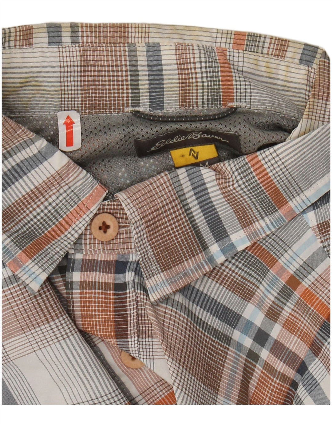 EDDIE BAUER Chemise à manches courtes pour homme en polyester à carreaux multicolores moyens