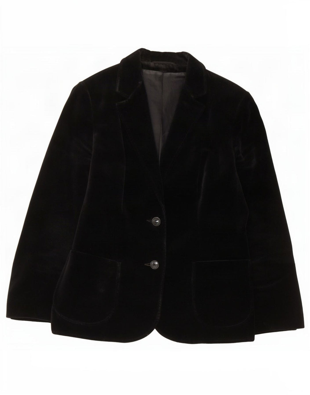 St Michael Veste blazer en velours à 2 boutons pour femme UK 14 en coton noir moyen