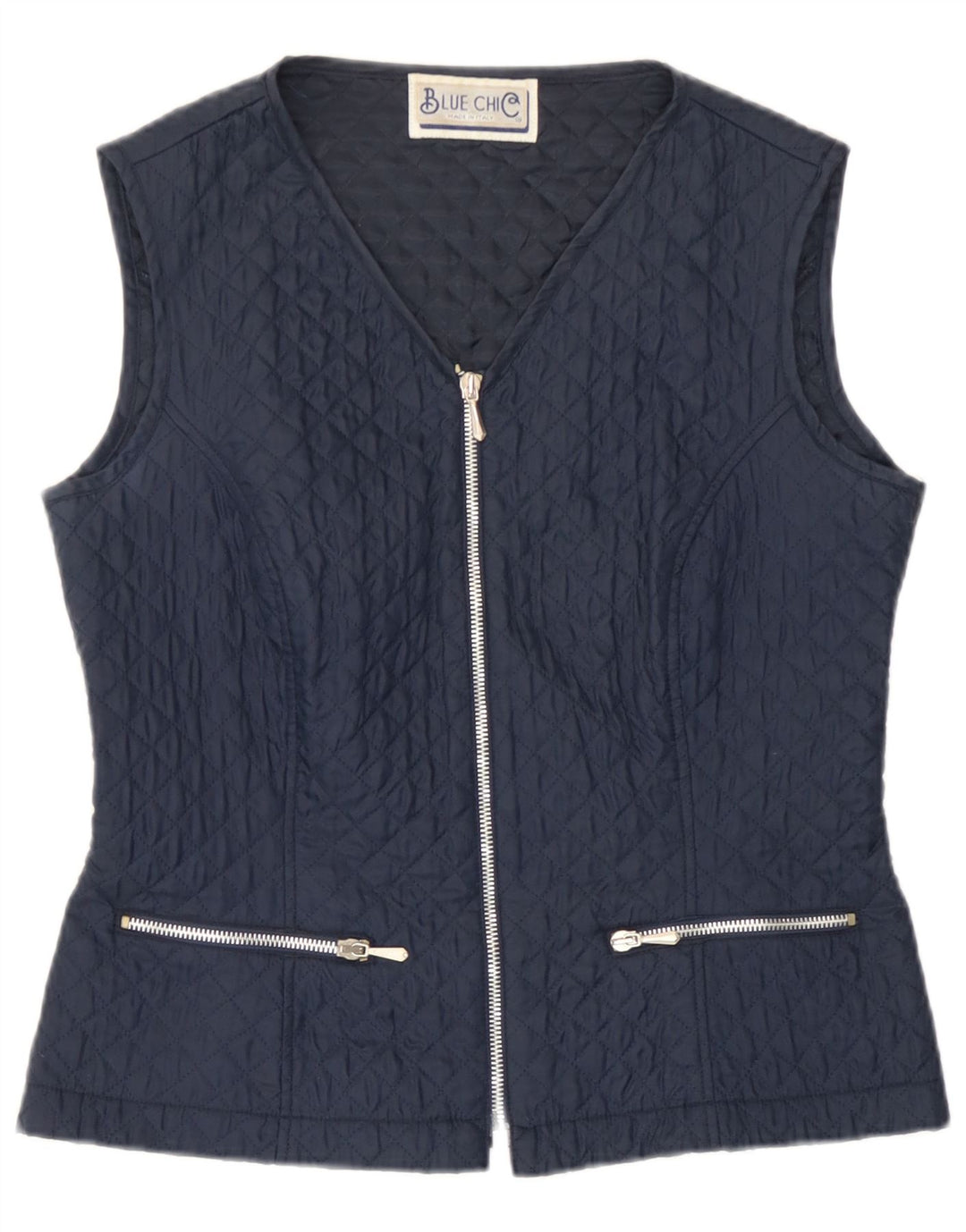 Gilet matelassé femme vintage IT 42 Polyester bleu marine moyen
